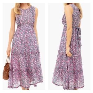 Banjanan Iris Smocked Tiered Maxi Dress In Wild Rose Scatter Floral XS